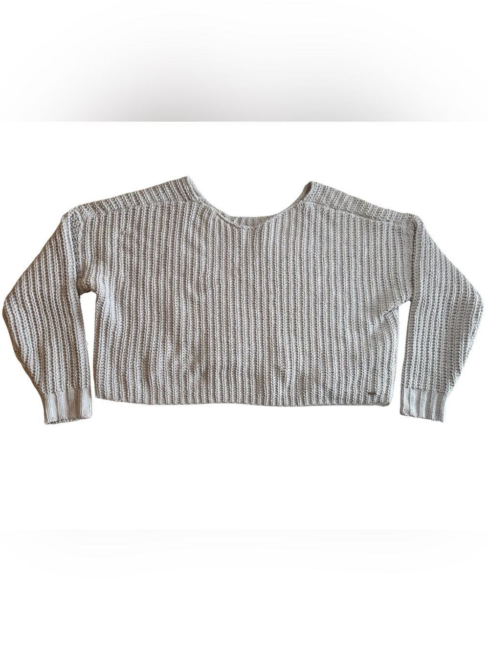Hollister Chenille Off the Shoulder Shrug Crop Sweater Size Med Gray Chunky Knit
